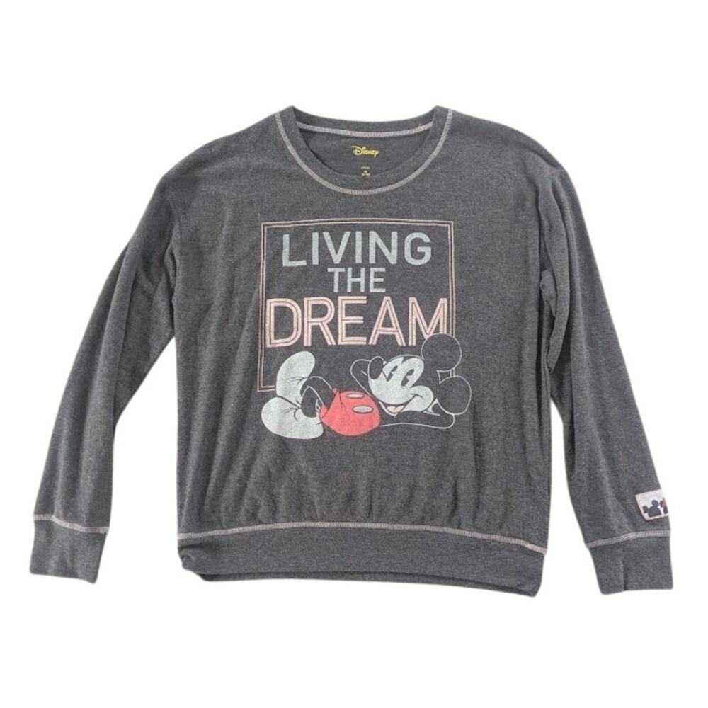 Women’s Disney Mickey And Minnie Sweatshirt! Size Medium, Gray Living The Dream